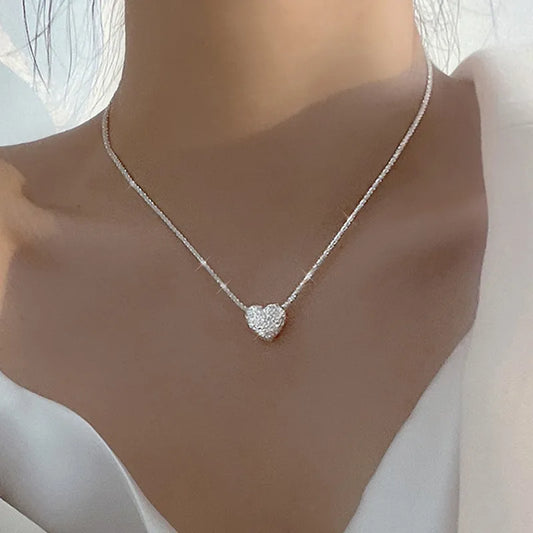 New 925 Sterling Silver Heart-shaped Pendant Necklace