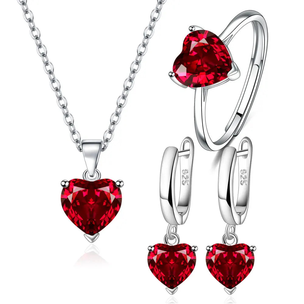 925 Sterling Silver Heart-Shaped Jewelry Sets