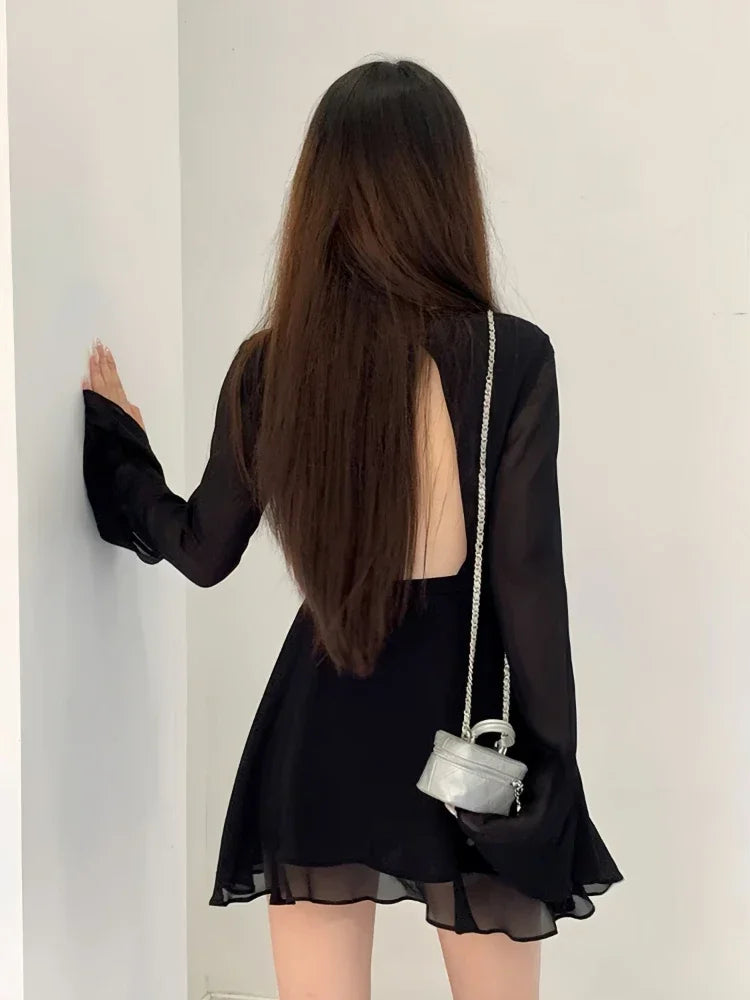 Ennimo Backless Black Dress