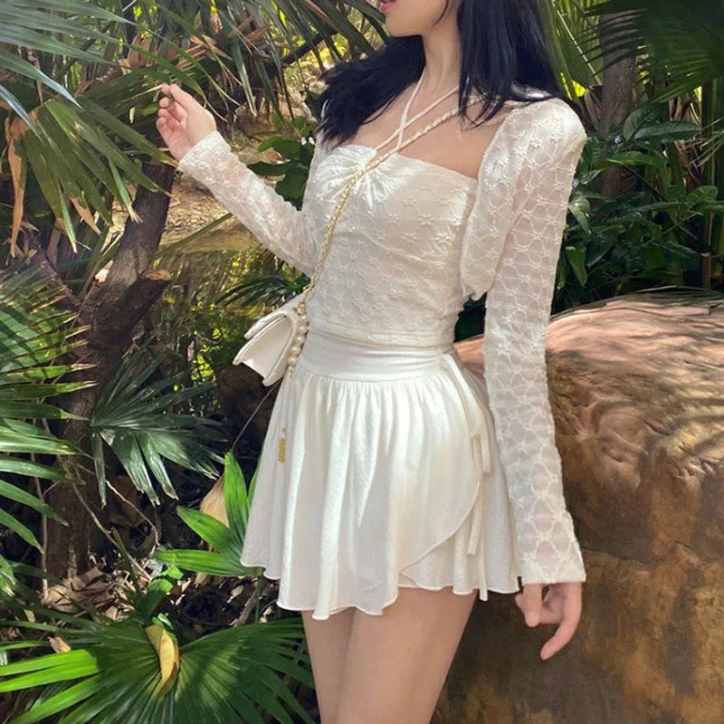 Korean Summer White Mini Skirt