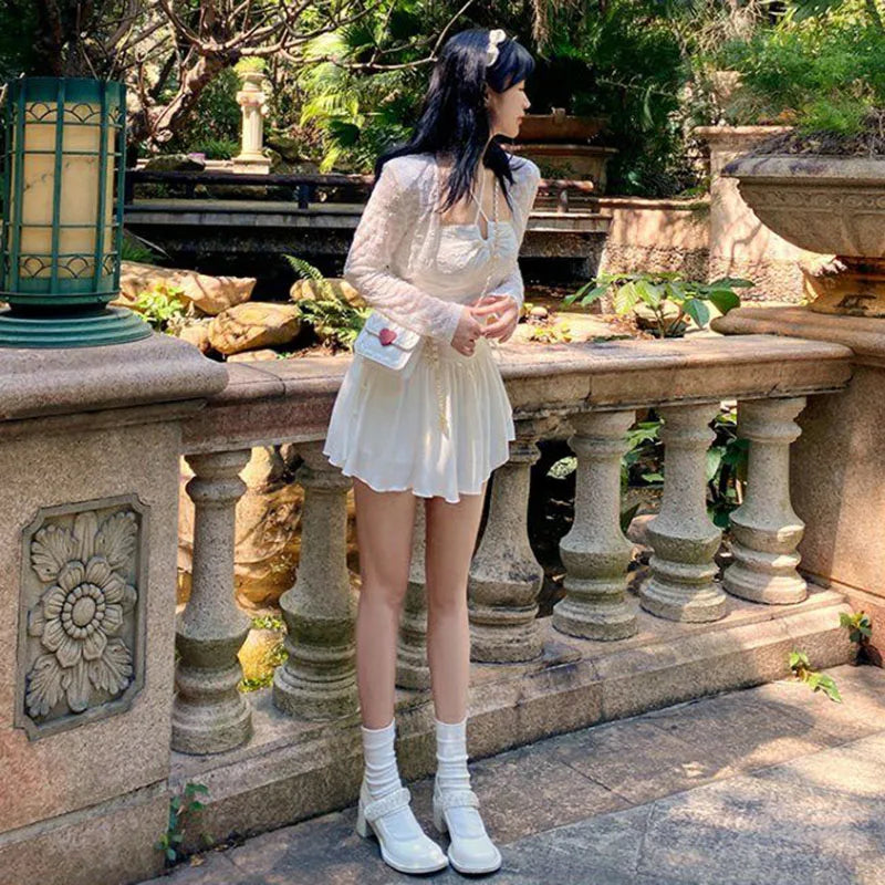Korean Summer White Mini Skirt