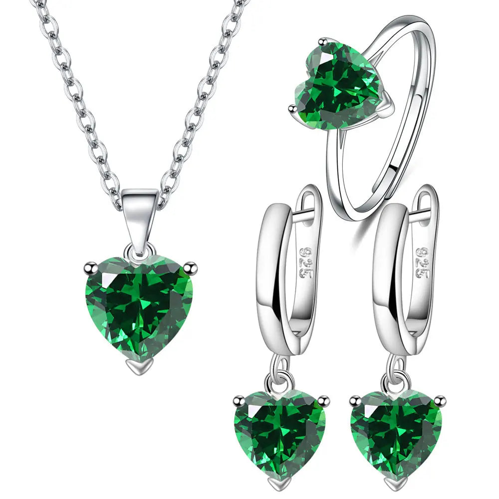 925 Sterling Silver Heart-Shaped Jewelry Sets