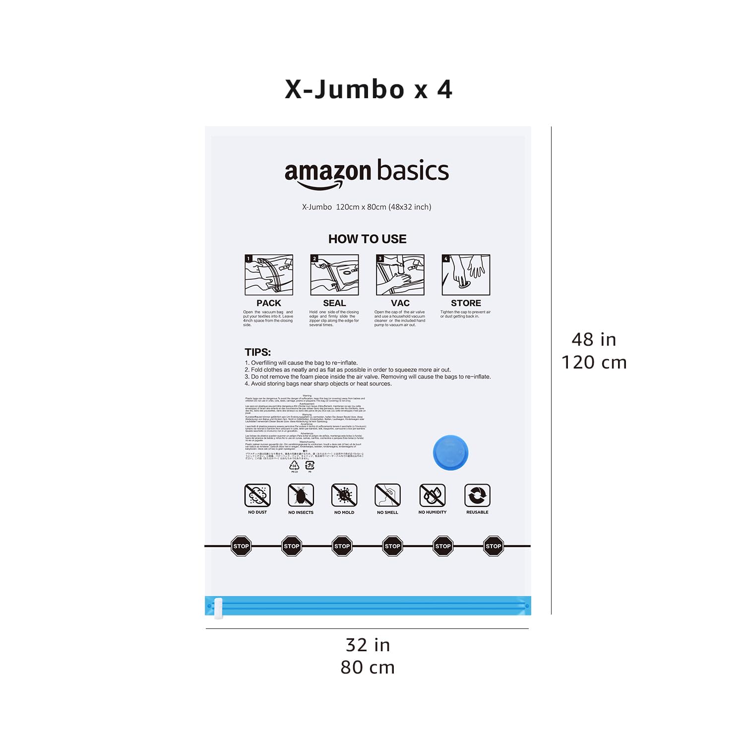 Amazon Basics Vacuum Compression Space Saving Storage Bags with Hand Pump