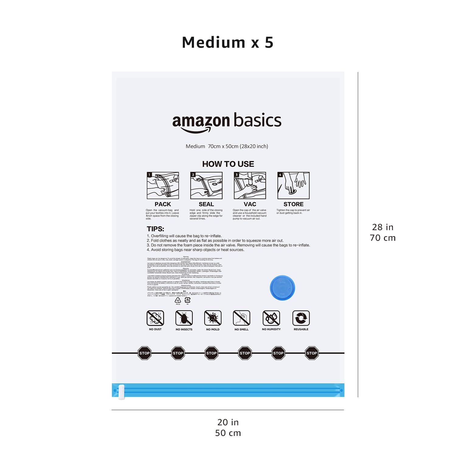 Amazon Basics Vacuum Compression Space Saving Storage Bags with Hand Pump