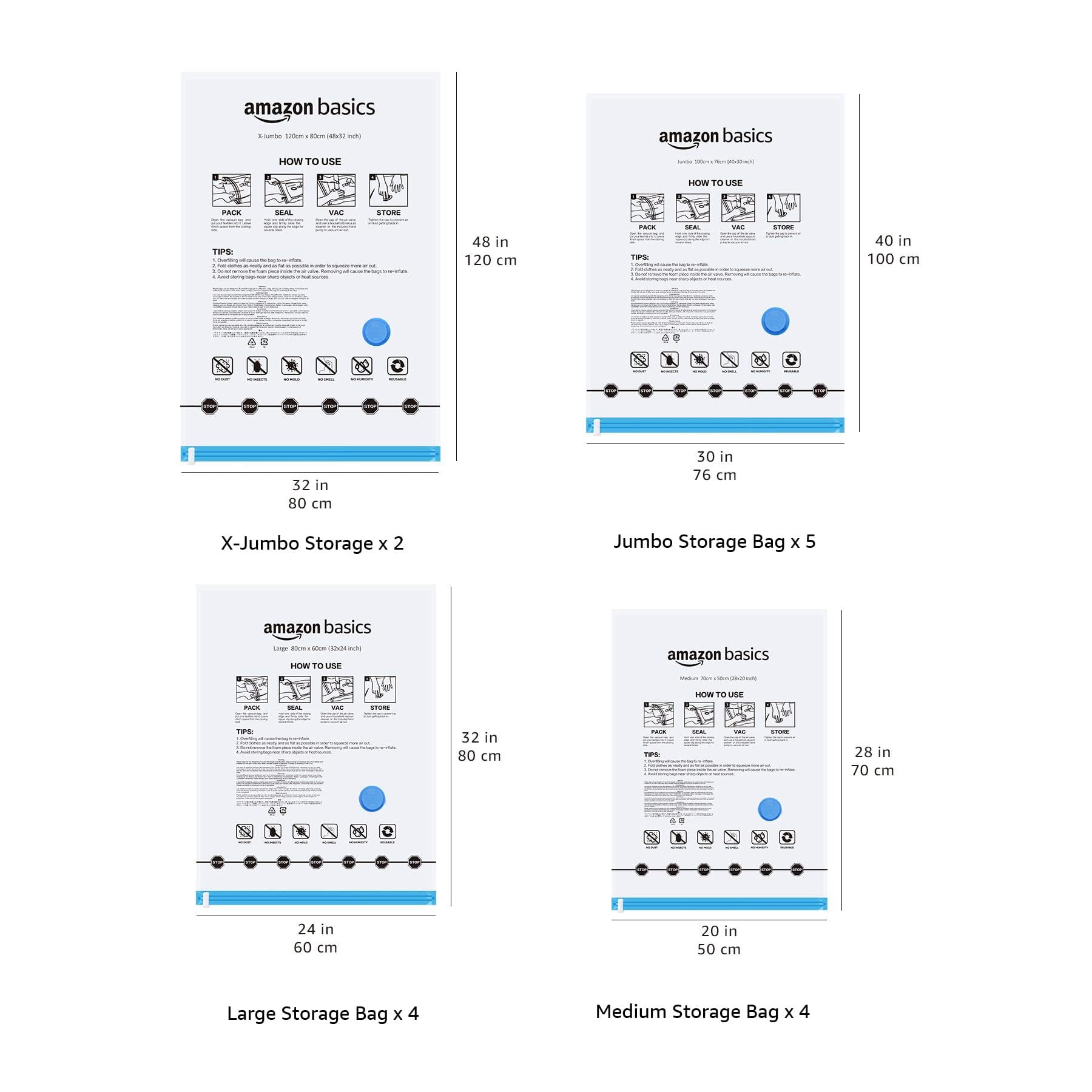 Amazon Basics Vacuum Compression Space Saving Storage Bags with Hand Pump