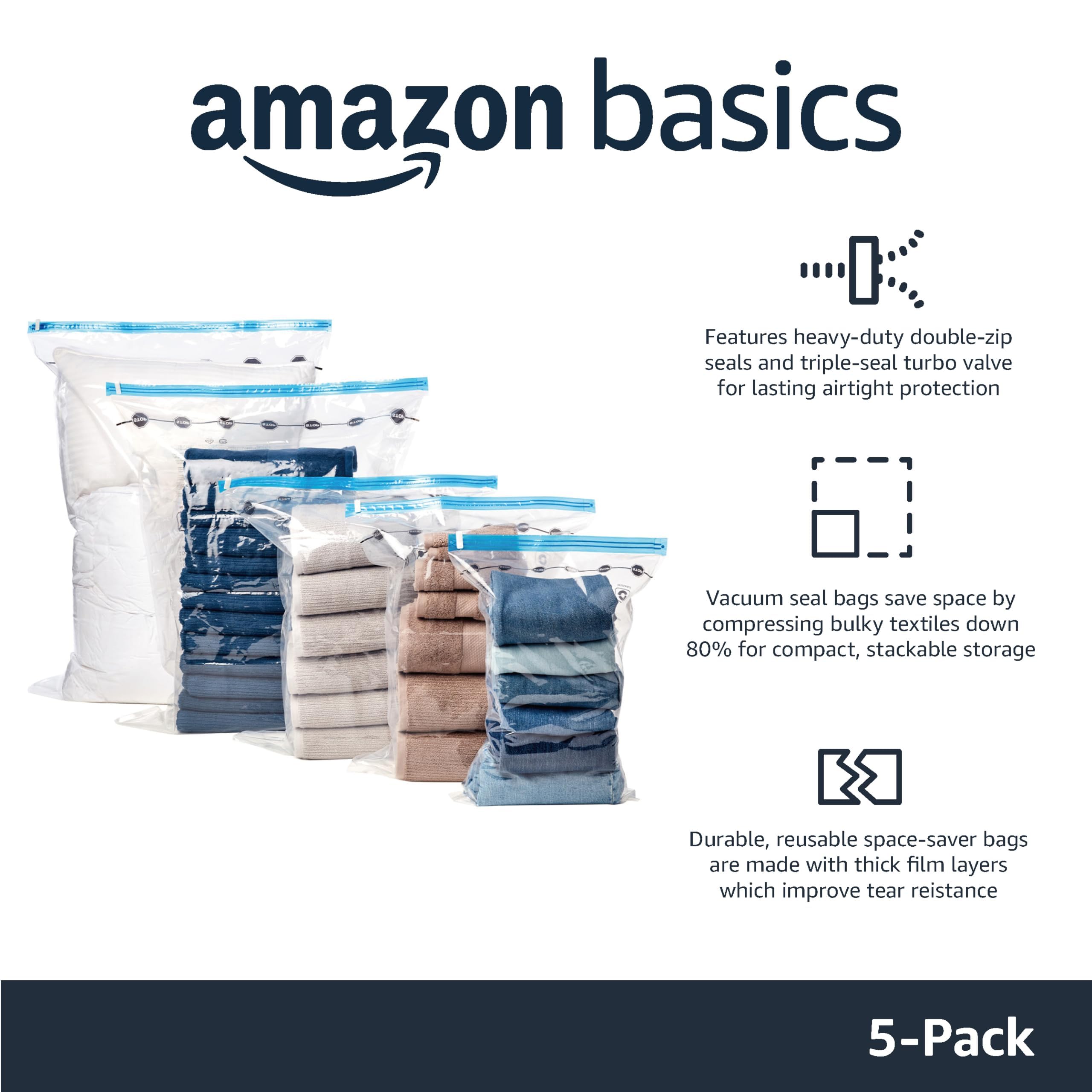 Amazon Basics Vacuum Compression Space Saving Storage Bags with Hand Pump