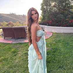 Maxi Dress Backless Sleeveless (Green , Pink)