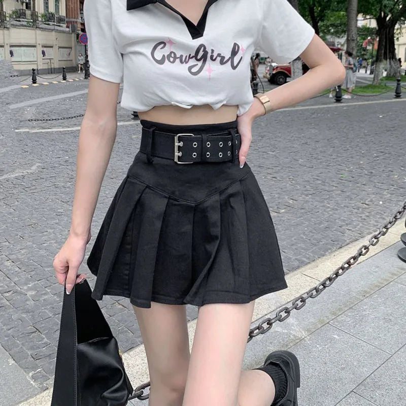 Korean High Waist Pleated Skirt