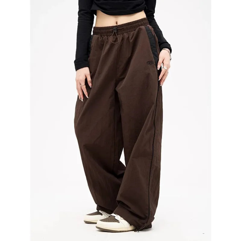 Retro Solid Loose Drawstring Trouser