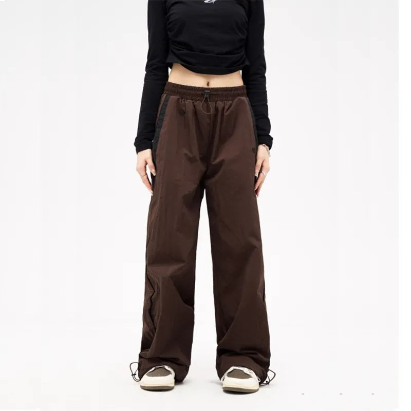 Retro Solid Loose Drawstring Trouser