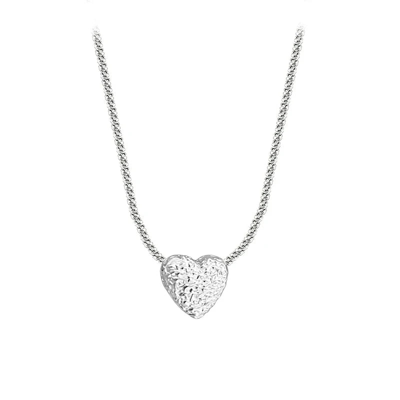 New 925 Sterling Silver Heart-shaped Pendant Necklace