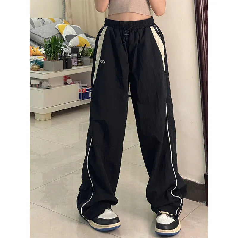Retro Solid Loose Drawstring Trouser