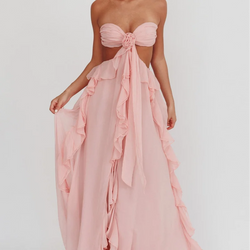 Maxi Dress Backless Sleeveless (Green , Pink)