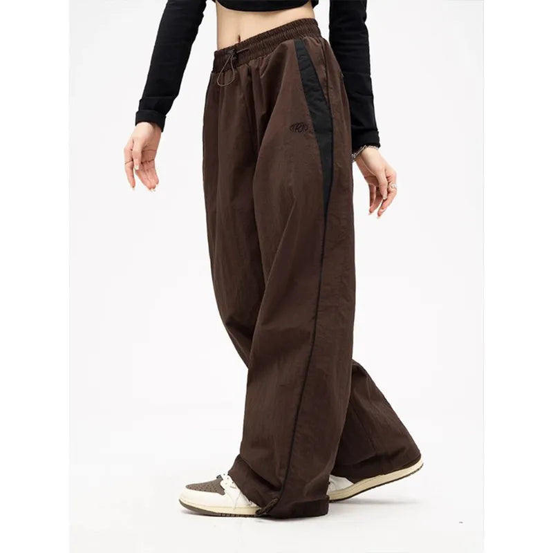 Retro Solid Loose Drawstring Trouser