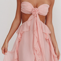 Maxi Dress Backless Sleeveless (Green , Pink)